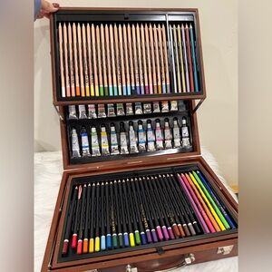 Deluxe Mixed Media Art Set with Colored Pencils, Acrylic Paints & Crayons.